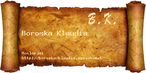 Boroska Klaudia névjegykártya